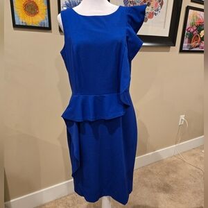 Calvin Klein Sleeveless Blue Ruffle Dress 4